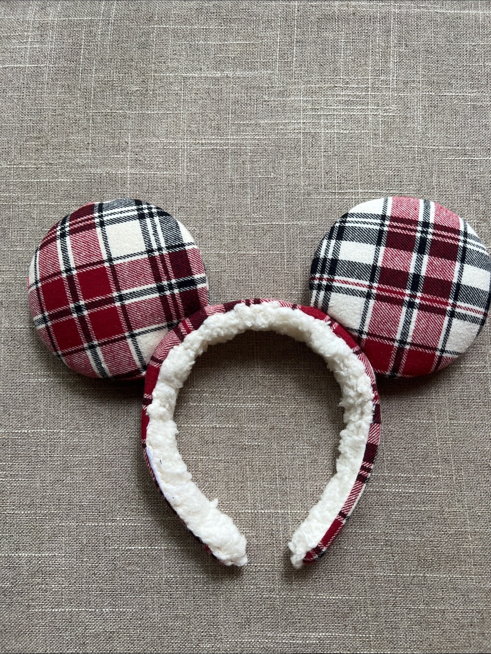 Disney Red Holiday Plaid Mickey Mouse Ear Headband